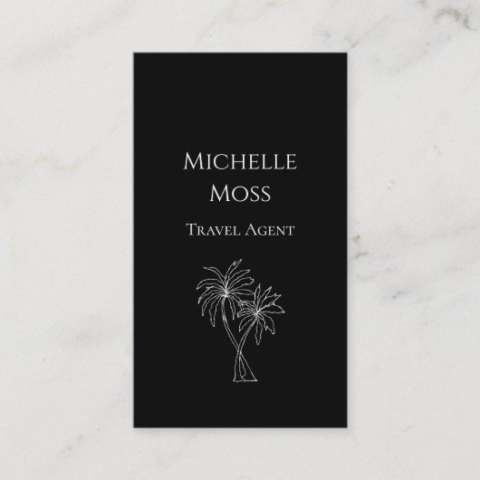 Modern Tropical Palm Trees Drawing Black 名刺 (正面)