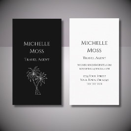 Modern Tropical Palm Trees Drawing Black 名刺