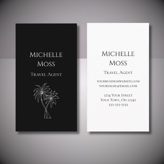 Modern Tropical Palm Trees Drawing Black 名刺