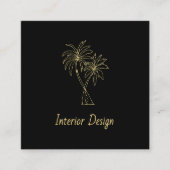 Modern Tropical Palm Trees Elegant Black Gold スクエア名刺 (正面)