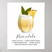 Modern Tropical Piña Colada Recipe Illustration ポスター (正面)