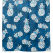 Modern Tropical Pineapple Watercolor シャワーカーテン (正面)