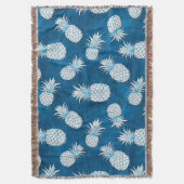 Modern Tropical Pineapple Watercolor スローブランケット (正面縦)