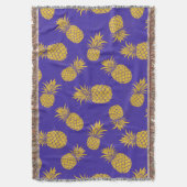 Modern Tropical Pineapple Watercolor スローブランケット (正面縦)