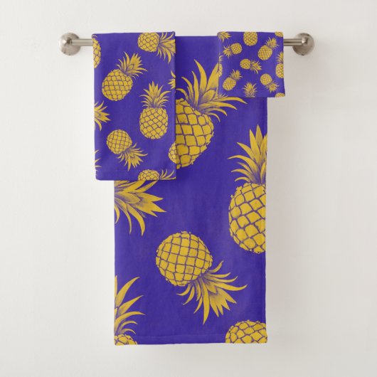 Modern Tropical Pineapple Watercolor バスタオルセット (インサイチュ)