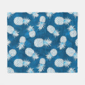Modern Tropical Pineapple Watercolor フリースブランケット (正面(横))