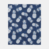 Modern Tropical Pineapple Watercolor フリースブランケット (正面)
