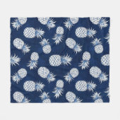 Modern Tropical Pineapple Watercolor フリースブランケット (正面(横))