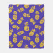 Modern Tropical Pineapple Watercolor フリースブランケット (正面)