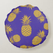 Modern Tropical Pineapple Watercolor ラウンドクッション (裏面)