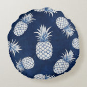 Modern Tropical Pineapple Watercolor ラウンドクッション (裏面)