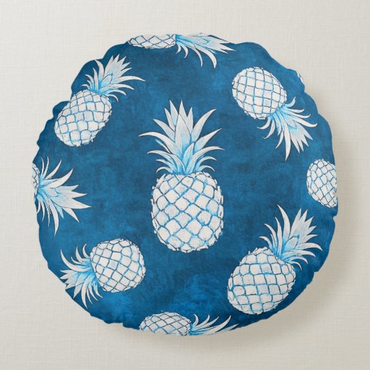 Modern Tropical Pineapple Watercolor ラウンドクッション (正面)