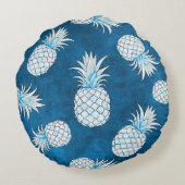 Modern Tropical Pineapple Watercolor ラウンドクッション (裏面)