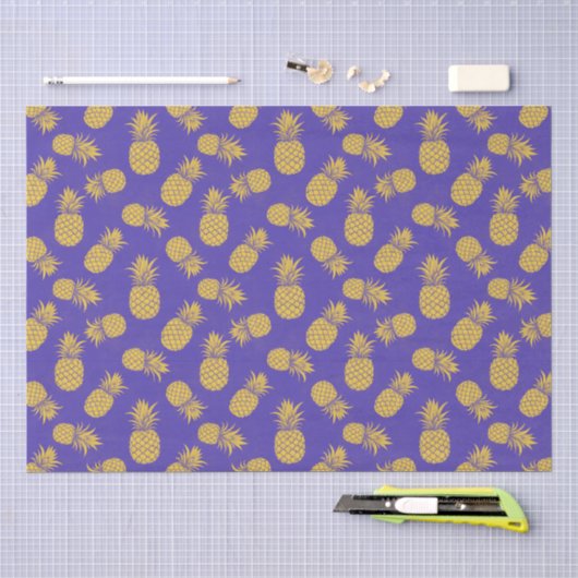 Modern Tropical Pineapple Watercolor 薄葉紙 (クラフト)