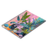 Modern Tropical Plant Print – Pink and Green  ノートブック (左側)