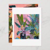 Modern Tropical Plant Print – Pink and Green  ポストカード (正面/裏面)