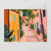 Modern Tropical Plant Print – Pink and Green  ポストカード (裏面)