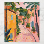 Modern Tropical Plant Print – Pink and Green ワインラベル (シングルラベル)