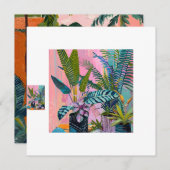 Modern Tropical Plant Print – Pink and Green  招待状 (正面/裏面)