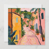 Modern Tropical Plant Print – Pink and Green  招待状 (裏面)