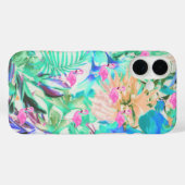 Modern tropical teal pink floral flamingo Case-Mate iPhoneケース (裏面 (横))