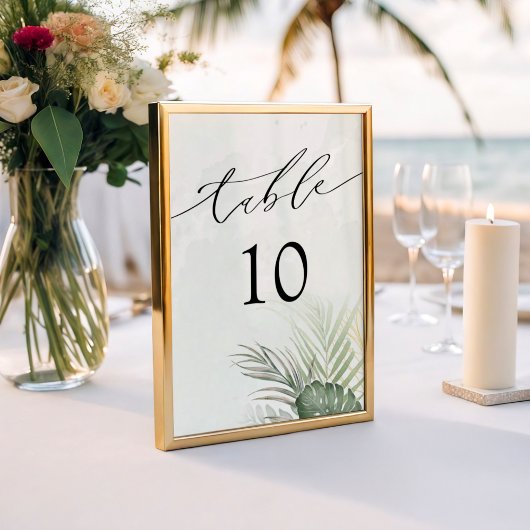 Modern Tropical Watercolor Wedding テーブルナンバー