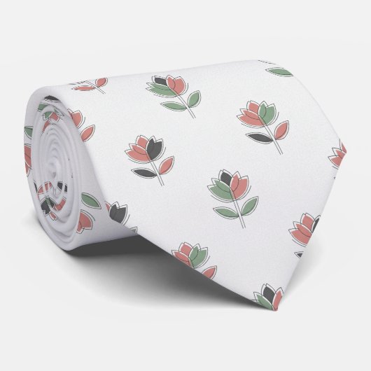 Modern Tulip Floral  Minimalist  ネクタイ (ロール)
