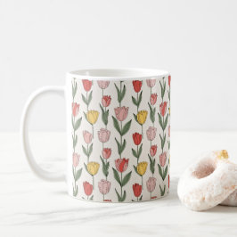 Modern Tulip Floral Pattern Soft Botanical Spring コーヒーマグカップ