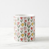 Modern Tulip Floral Pattern Soft Botanical Spring コーヒーマグカップ (中央)