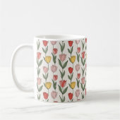 Modern Tulip Floral Pattern Soft Botanical Spring コーヒーマグカップ (左)