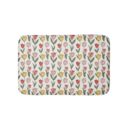 Modern Tulip Floral Pattern Soft Botanical Spring バスマット