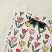 Modern Tulip Floral Pattern Soft Botanical Spring ビーチタオル (インサイチュ)
