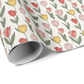 Modern Tulip Floral Pattern Soft Botanical Spring ラッピングペーパー (ロールコーナー)