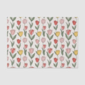 Modern Tulip Floral Pattern Soft Botanical Spring 薄葉紙 (正面)