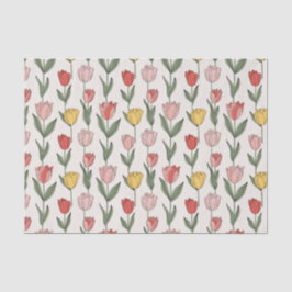 Modern Tulip Floral Pattern Soft Botanical Spring 薄葉紙