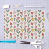 Modern Tulip Floral Pattern Soft Botanical Spring 薄葉紙 (クラフト)