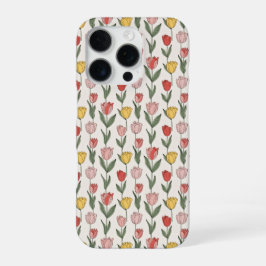 Modern Tulip Floral Pattern Soft Botanical Spring iPhone 16 Proケース