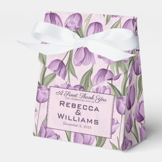 Modern Tulip Flower Greenery Wedding Favor Boxes フェイバーボックス (正面サイド)