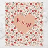 Modern tulip Retro Wedding Wine Label ワインラベル (シングルラベル)