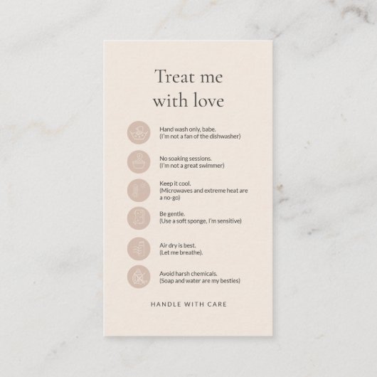 Modern Tumbler Care Card with Barcode and logo 名刺 (裏面)