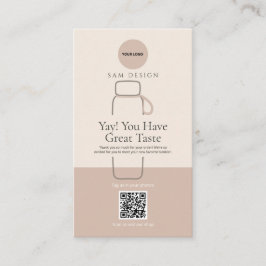 Modern Tumbler Care Card with Barcode and logo 名刺