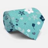 Modern Turquoise Floral Seamless Pattern ネクタイ (ロール)