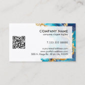 Modern Turquoise Ink Gold Swirls 名刺 (裏面)