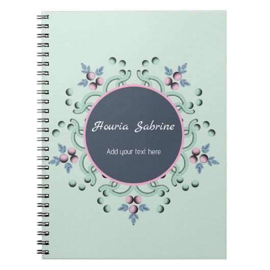 Modern turquoise Pink Floral Mandala Doodles  ノートブック (正面)