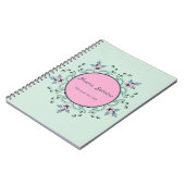 Modern turquoise Pink Floral Mandala Doodles  ノートブック (左側)