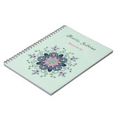 Modern turquoise Pink Floral Mandala Doodles  ノートブック (左側)