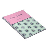 Modern turquoise Pink Floral Mandala Doodles  ノートブック (右側)