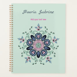 Modern turquoise Pink Floral Mandala Doodles  プランナー手帳