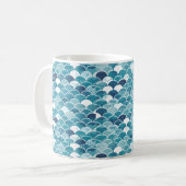 Modern Turquoise & Royal Blue Wildflower Floral コーヒーマグカップ (正面左)