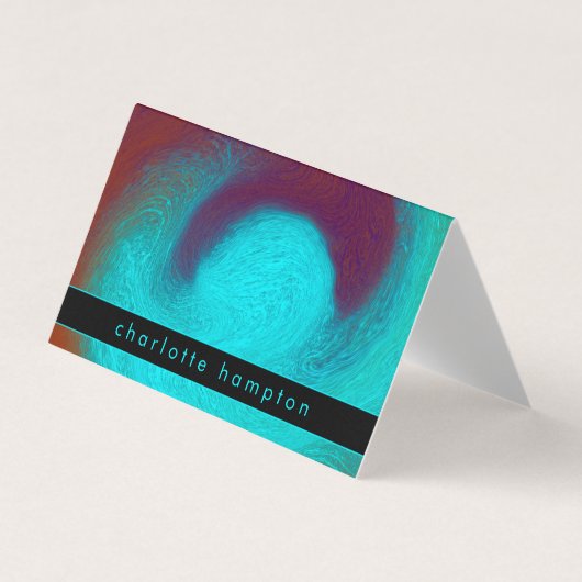 Modern Turquoise Unique Cool Colorful QR Code 名刺 (正面)